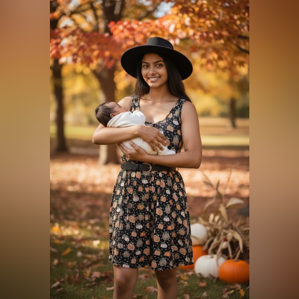 Latched Mama printed petite romper pumpkins